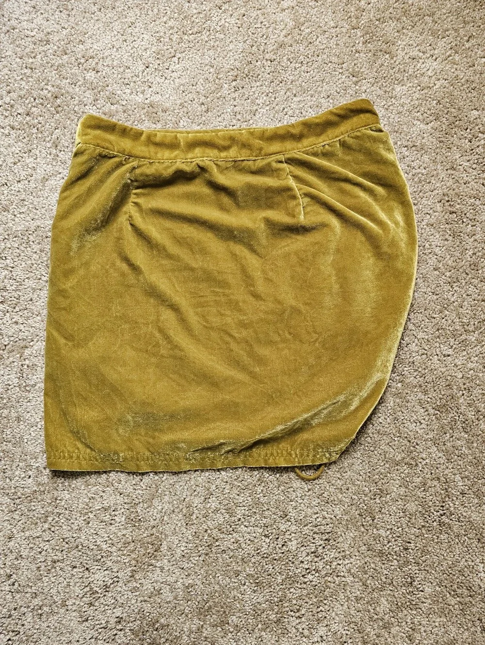 Free People Vivienne Velvet Ruched Mini Skirt Womens Sz 4 Gold Yellow Retro Y2K
